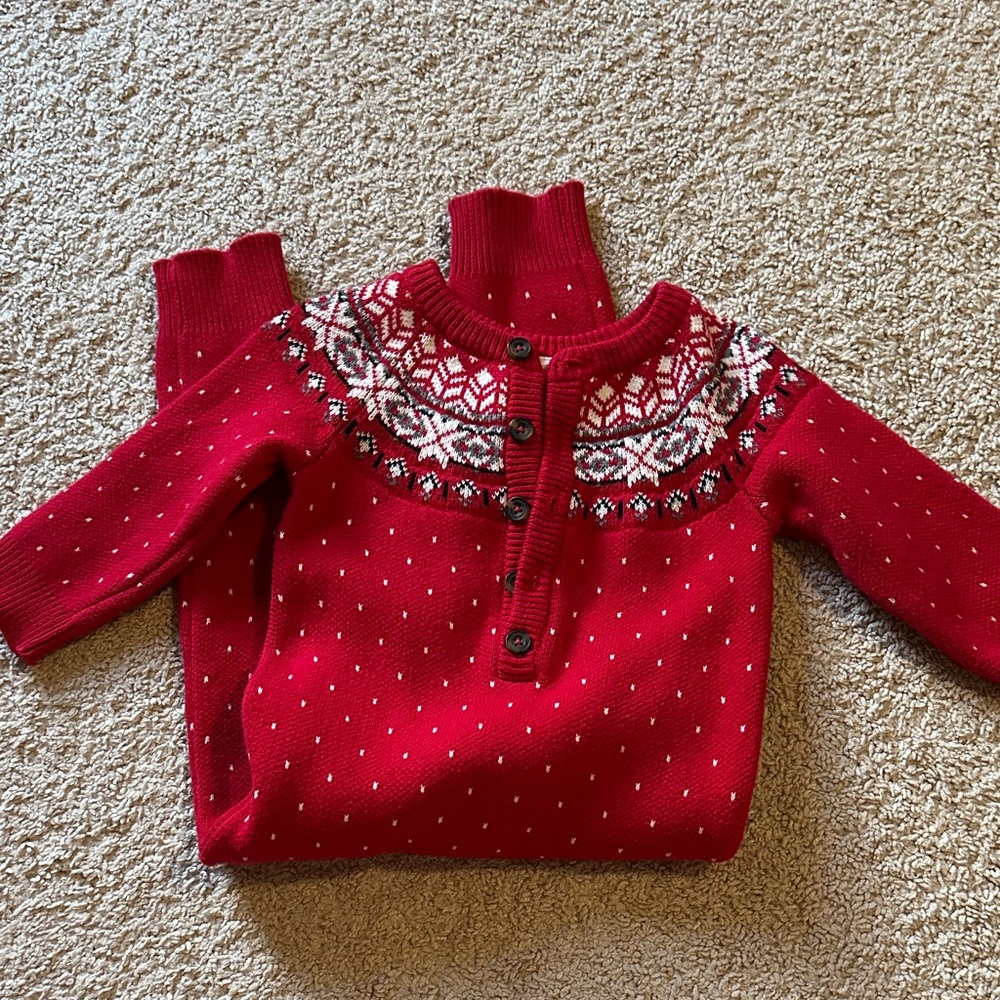 Hanna Andersson Red and White Knit Sweater